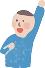手を突き上げてエールを贈る男の子のイラスト